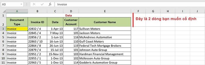 Hướng dẫn cách cố định cột, cố định dòng trong Excel