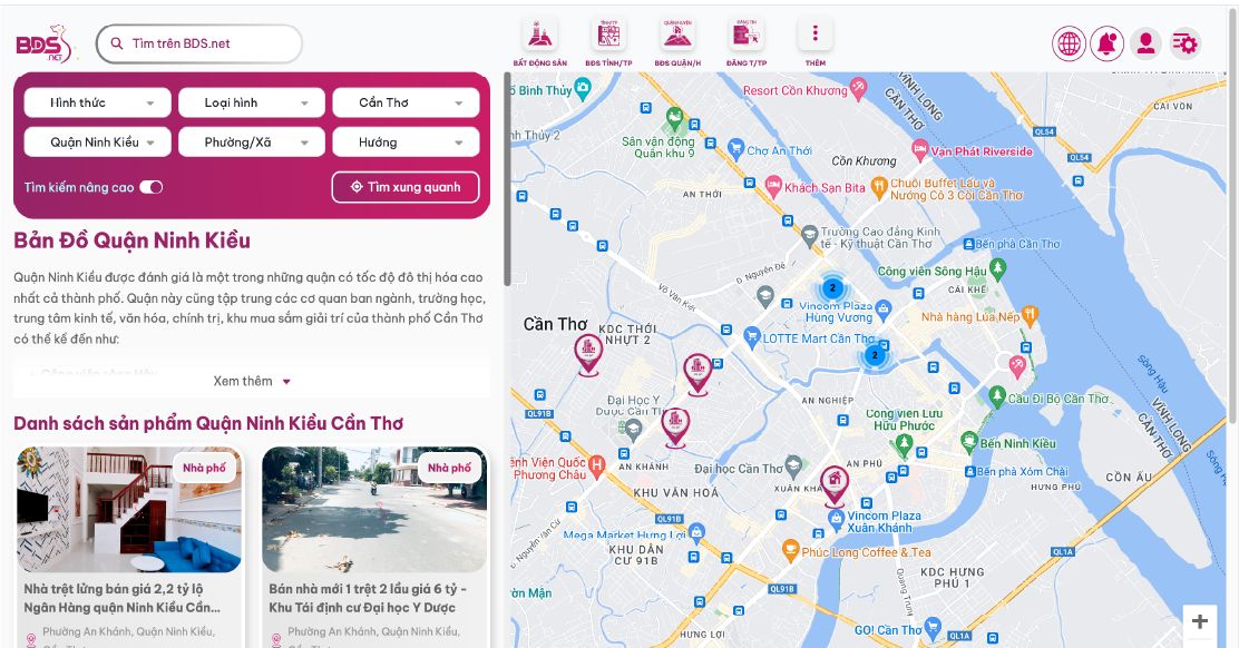 bds.net áp dụng công nghệ maps định vị vào bản đồ bất động sản
