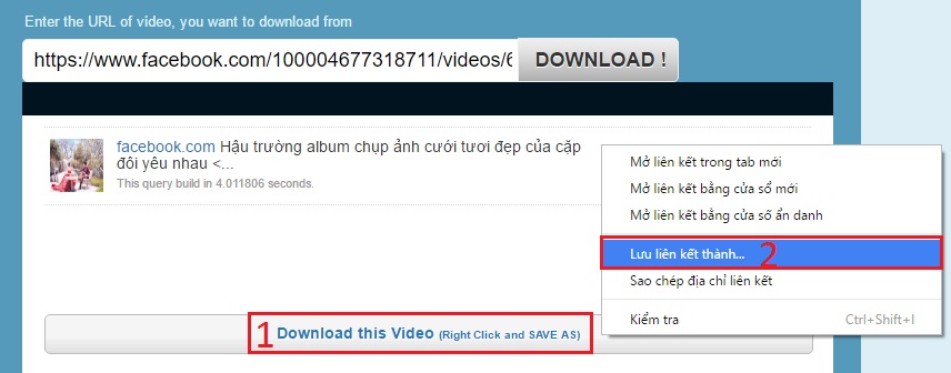 Cách tải video facebook